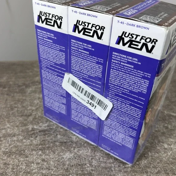 Pack of 3 Just for Men Touch of Gray Comb-In Hair Color Kit T45 Dark Brown - Picture 3 of 4